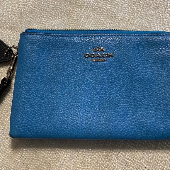 Coach Handbags - Coach Colorblock Leather Double Corner Zip Wristlet